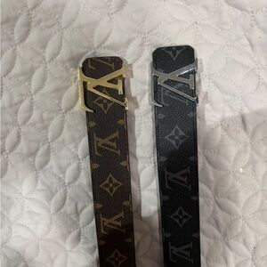 Louis Vuitton Men's Monogram Belts - Gold and Silver Buckles